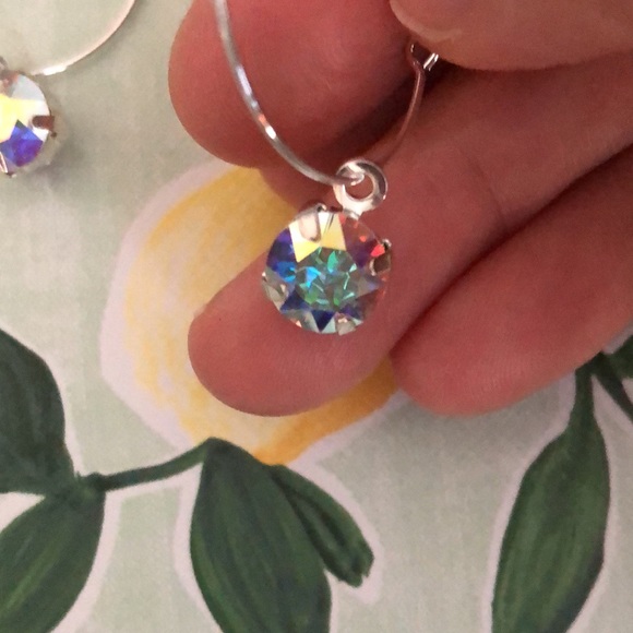 Aurora Borealis Crystal Hoop Earrings - Picture 8 of 9